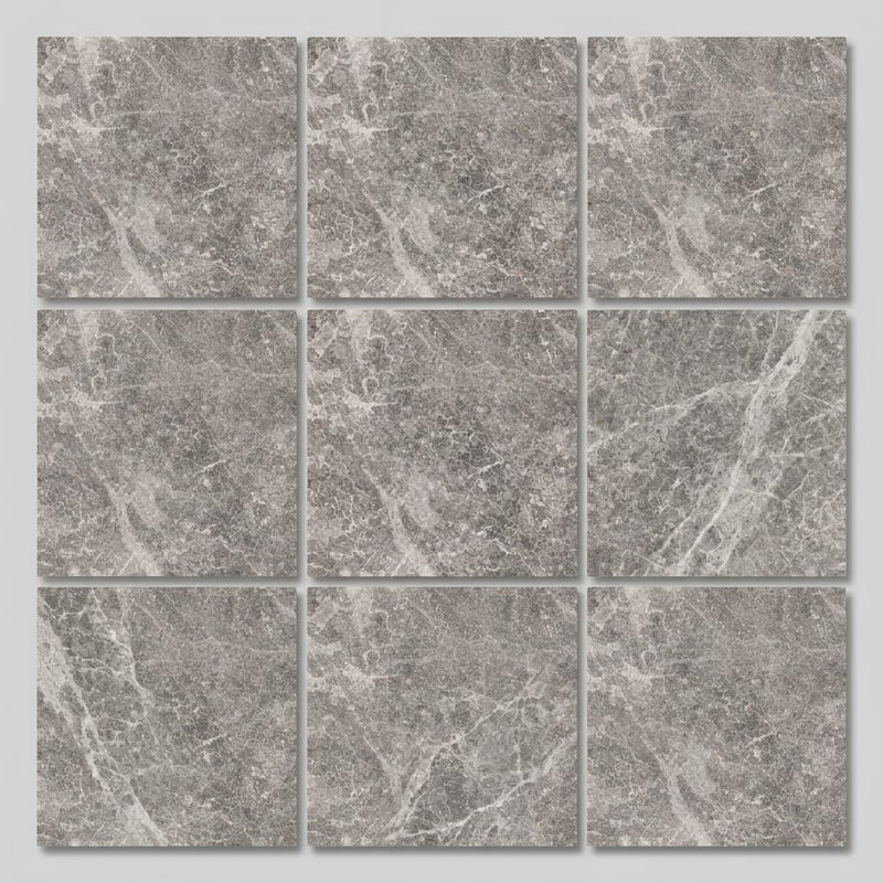 Tundra Gray Marble 12x12 Honed Tile close-up