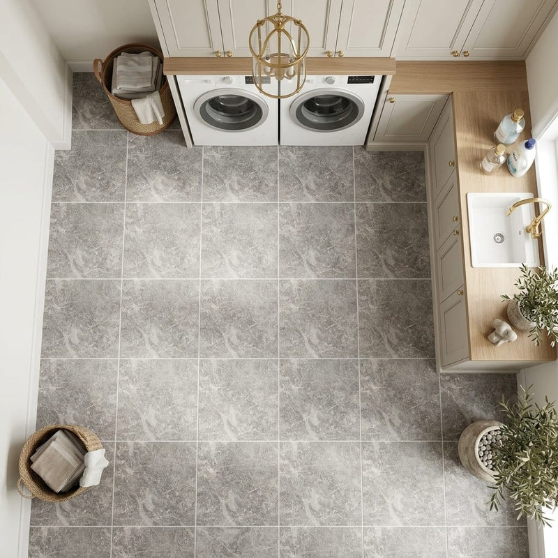Tundra Gray Marble 12x12 Honed Tile — Laundry Room floor