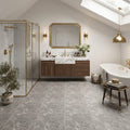 Tundra Gray Marble 12x12 Tumbled Tile — Bathroom floor