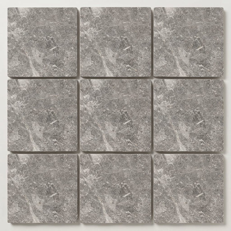 Tundra Gray Marble 12x12 Tumbled Tile close-up