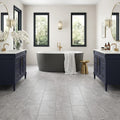Tundra Gray Marble 12x24 Honed Tile — Bathroom floor
