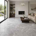 Tundra Gray Marble 12x24 Honed Tile — Living Room floor