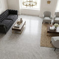 Tundra Gray Marble 18x18 Honed Tile — Family Room floor