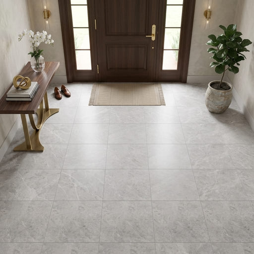 Tundra Gray Marble 18x18 Honed Tile — Foyer floor