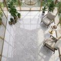 Tundra Gray Marble 18x18 Honed Tile — Sunroom floor
