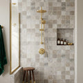 Tundra Gray Marble 2x2 Tumbled Mosaic — Bathroom shower wall