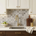 Tundra Gray Marble 2x2 Tumbled Mosaic — Kitchen backsplash