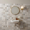 Tundra Gray Marble 2x2 Tumbled Mosaic — Powder Room wall