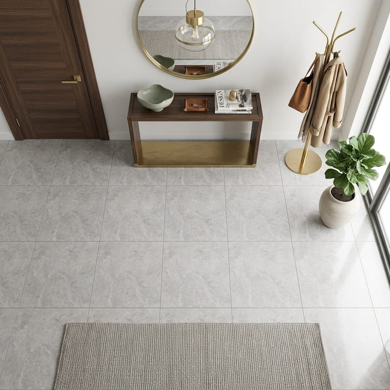 Tundra Gray Marble 24x24 Honed Tile — Foyer floor