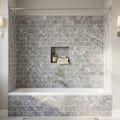 Tundra Gray Marble 3x6 Tumbled Tile — Bathroom tub surround