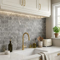 Tundra Gray Marble 3x6 Tumbled Tile — Kitchen backsplash