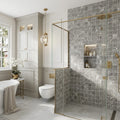 Tundra Gray Marble 4x4 Tumbled Tile — Bathroom shower wall accent band