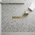 Tundra Gray Marble 5/8x5/8 Tumbled Mosaic — Bathroom shower floor