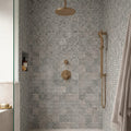 Tundra Gray Marble 5/8x5/8 Tumbled Mosaic — Bathroom shower wall