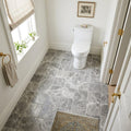 Tundra Gray Marble 6x6 Tumbled Tile — Bathroom floor