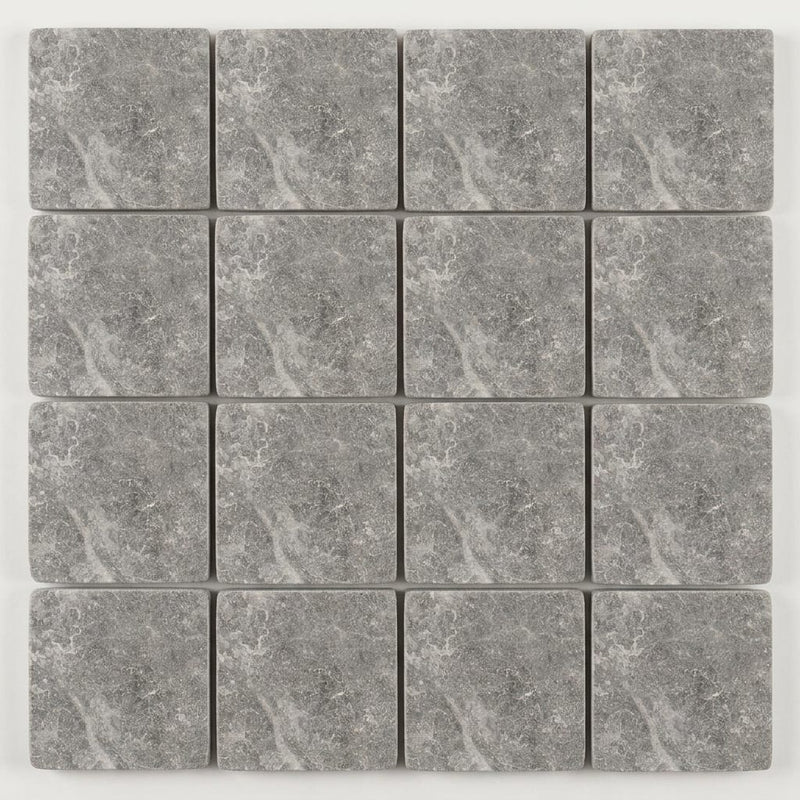 Tundra Gray Marble 6x6 Tumbled Tile close-up