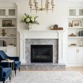 Tundra Gray Marble 6x6 Tumbled Tile — Living Room fireplace surround