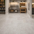 Tundra Grey 12x12 Honed Natural Marble Tile — Basement floor