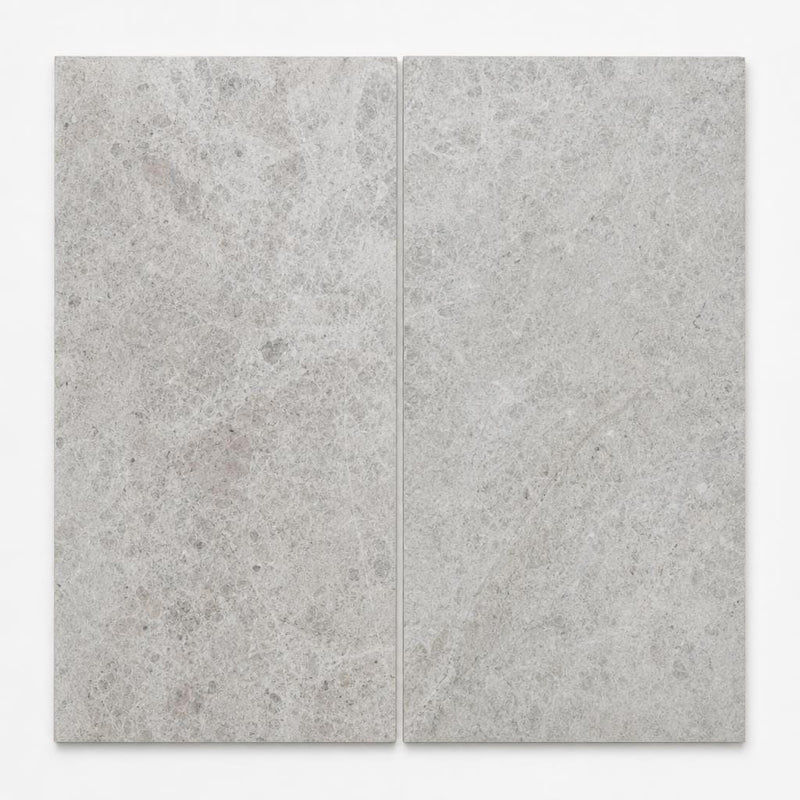 Tundra Grey 12x24 Honed Veined Marble Tile close-up