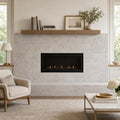 Tundra Grey 12x24 Honed Veined Marble Tile — Living Room fireplace surround