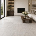 Tundra Grey 12x24 Honed Veined Marble Tile — Living Room floor