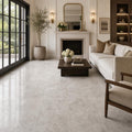 Tundra Grey 18x18 Honed Veined Marble Tile — Living Room floor