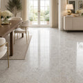 Tundra Grey 18x18 Polished Veined Marble Tile — Dining Room floor