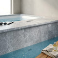 Tundra Marble Leather (Sandblasted & Brushed) 12 x 12 x 1.25 Bullnose Coping 12x12 pool coping — Spa spa overhang edge