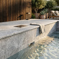 Tundra Marble Leather (Sandblasted & Brushed) 12 x 12 x 1.25 Bullnose Coping 12x12 pool coping — Swimming Pool remodel pool edge