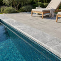 Tundra Marble Leather (Sandblasted & Brushed) 12 x 24 x 1.25 Bullnose Coping 12x24 pool coping — Swimming Pool remodel pool edge