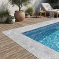 Tundra Marble Leather (Sandblasted & Brushed) 12 x 24 x 2 Bullnose Coping 12x24 pool coping — Swimming Pool pool edge drop-face coping