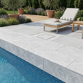 Tundra Marble Leather (Sandblasted & Brushed) 12 x 24 x 2 Double Bullnose Coping 12x24 pool coping — Swimming Pool remodel pool edge