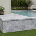 Tundra Marble Leather (Sandblasted & Brushed) 12 x 24 x 2 Double Modern Coping 12x24 pool coping — Swimming Pool raised bond beam cap