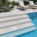 Tundra Marble Leather (Sandblasted & Brushed) 12 x 24 x 2 Modern Coping 12x24 pool coping — Swimming Pool pool step edge