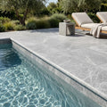 Tundra Marble Leather (Sandblasted & Brushed) 16 x 24 x 1.25 Bullnose Coping 16x24 pool coping — Swimming Pool pool edge drop-face coping
