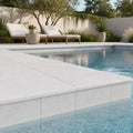 Tundra Marble Leather (Sandblasted & Brushed) 16 x 24 x 2 Bullnose Coping 16x24 pool coping — Swimming Pool remodel pool edge