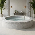 Tundra Marble Leather (Sandblasted & Brushed) 4 x 12 x 2 Bullnose Coping 4x12 pool coping — Spa spa overhang edge