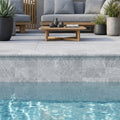 Tundra Marble Leather (Sandblasted & Brushed) 4 x 12 x 2 Bullnose Coping 4x12 pool coping — Swimming Pool remodel pool edge