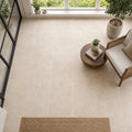 Tuscany Beige 12x12 Honed-Filled Travertine Tile — Sunroom floor