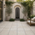 Tuscany Beige 16x16 Tumbled 3CM Travertine Paver — Courtyard paving