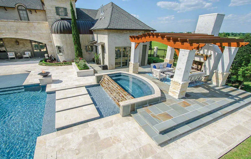 Tuscany Beige 12x24 HUFB 3CM Travertine Pool Coping