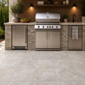 Tuscany Beige 24x24 Tumbled Travertine Paver — Outdoor Kitchen floor