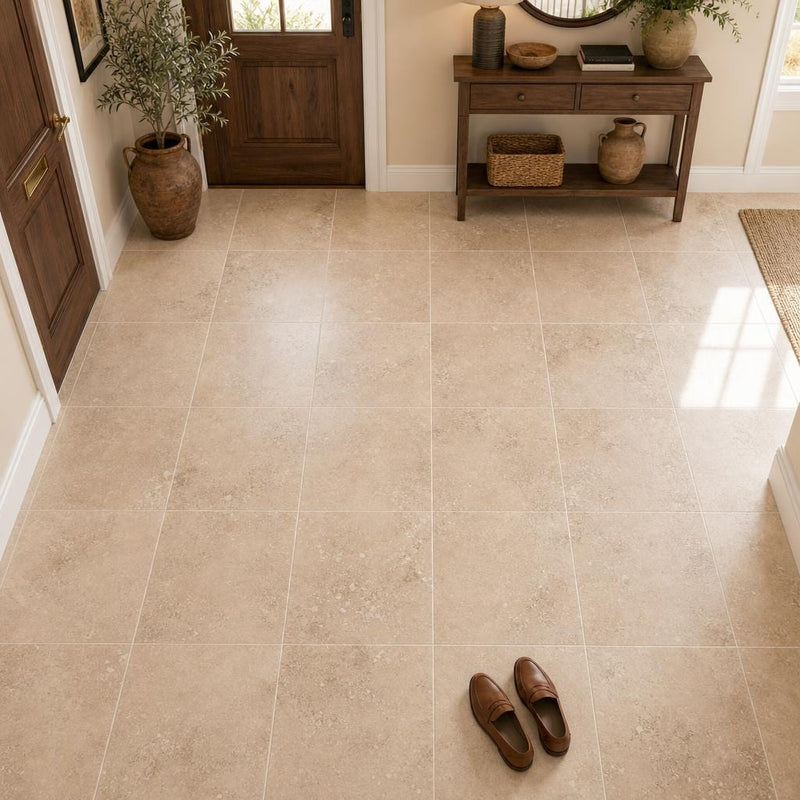 Tuscany Classic 12x12 HF Travertine Tile — Foyer floor