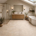 Tuscany Ivory 12x12 HF Travertine Tile — Bathroom floor