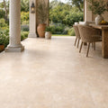 Tuscany Ivory 18x18 HF Travertine Tile — Covered Patio floor