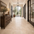 Tuscany Ivory 18x18 HF Travertine Tile — Hallway floor