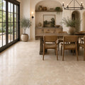 Tuscany Ivory 18x18 HF Travertine Tile — Living Room floor