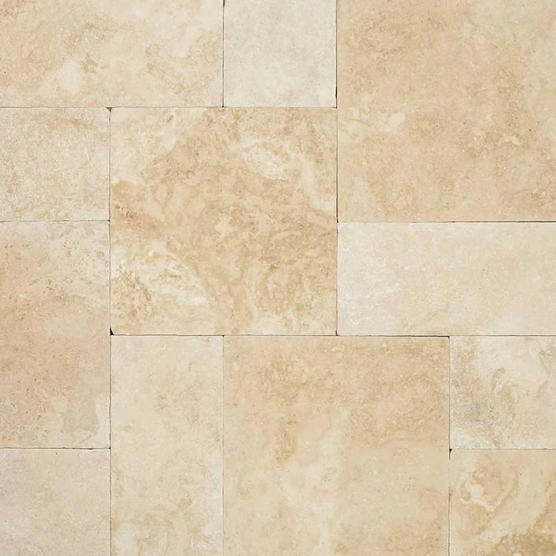 Tuscany Ivory 10 Kits Pattern Tumbled Travertine Paver