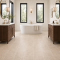 Tuscany Platinum 12x24 Honed Travertine Tile — Bathroom floor