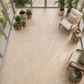 Tuscany Platinum 18x18 Honed Travertine Tile — Sunroom floor